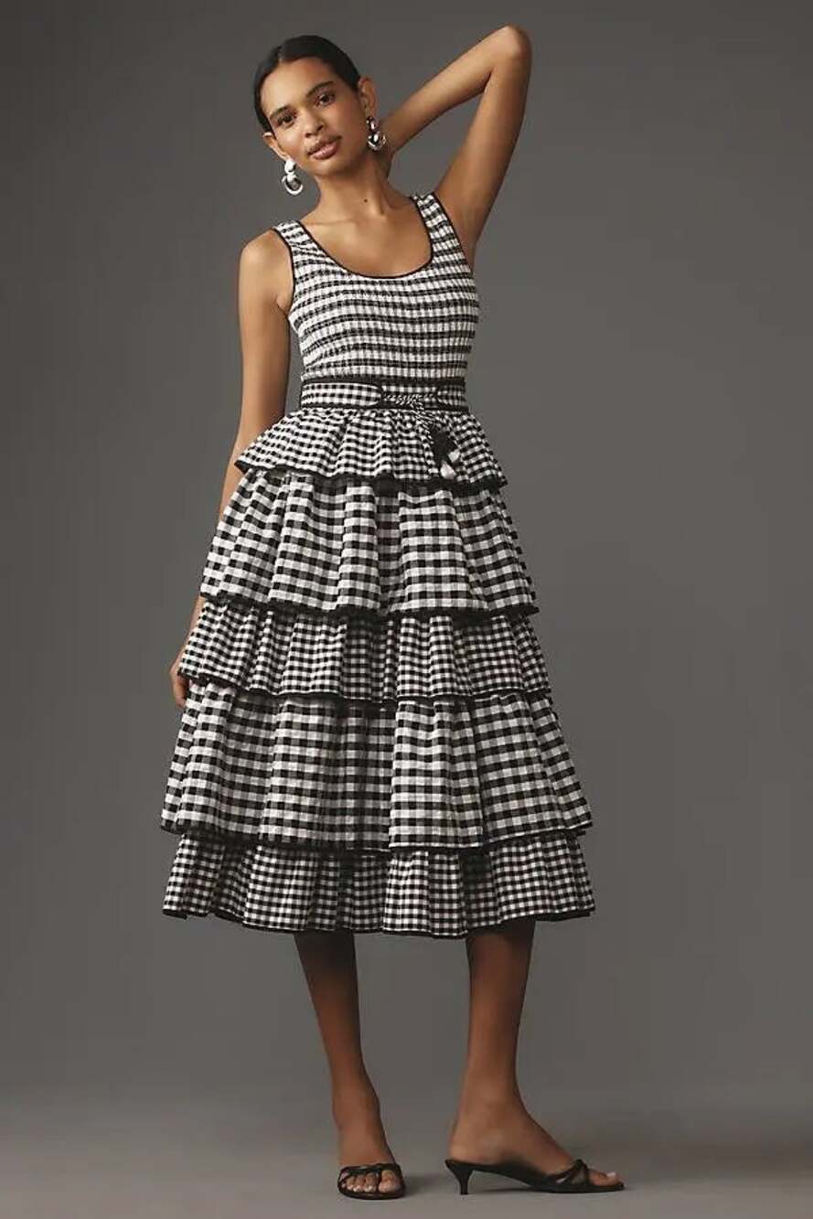 HUNTER BELL Andrea Tiered Midi Dress Size 4(can fit 6) NWOT Retail $485